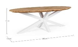 Table ovale PALMDALE Blanc, plateau bois Teck dim : L240 x P110 x H77 cm Andrea Bizzotto