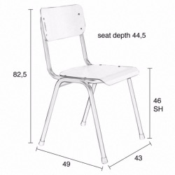 Chaise empilable BACK TO SCHOOL outdoor aluminium laqué époxy bleu gris - ZUIVER