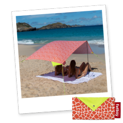 Miasun tente de plage portable Palm Beach pour 2 adultes et 2 enfants toile en coton Fatboy